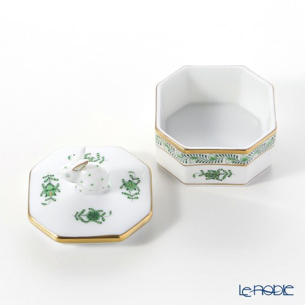 ヘレンド アポニーグリーン 06104-0-25 オクタゴナルボックス（ウサギ）