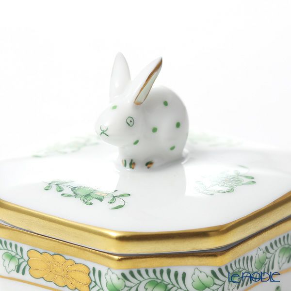 ヘレンド アポニーグリーン 06104-0-25 オクタゴナルボックス（ウサギ）
