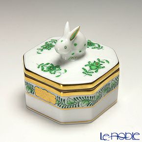 ヘレンド アポニーグリーン 06105-0-25 オクタゴナルボックス（ウサギ）
