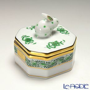 ヘレンド アポニーグリーン 06105-0-25 オクタゴナルボックス（ウサギ）