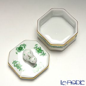 ヘレンド アポニーグリーン 06105-0-25 オクタゴナルボックス（ウサギ）
