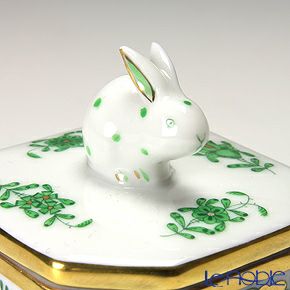 ヘレンド アポニーグリーン 06105-0-25 オクタゴナルボックス（ウサギ）