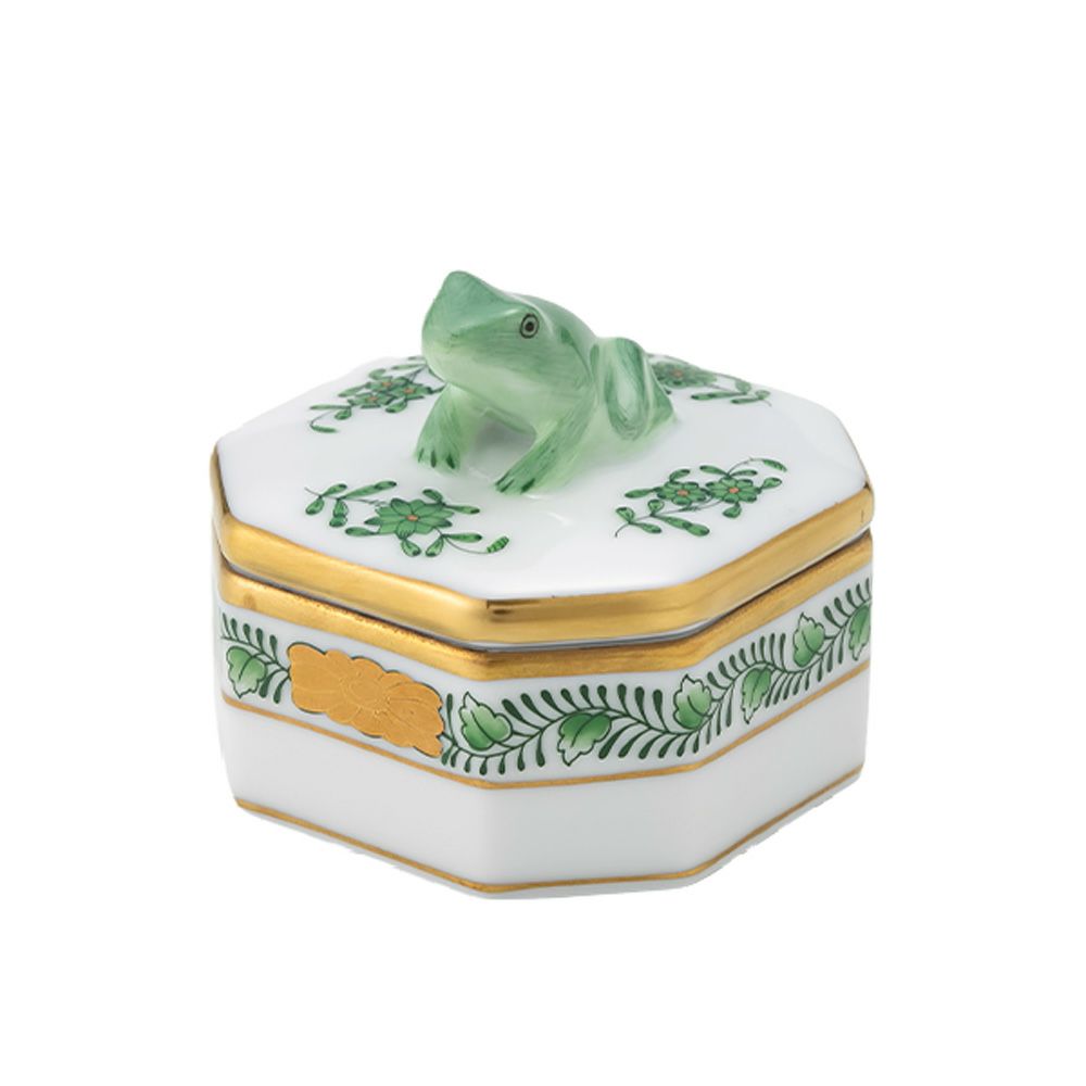 ヘレンド アポニーグリーン 06105-0-39 オクタゴナルボックス（カエル）