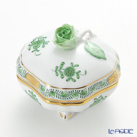 ヘレンド アポニーグリーン 06179-0-09／6179 スクエアボックス（ローズ）