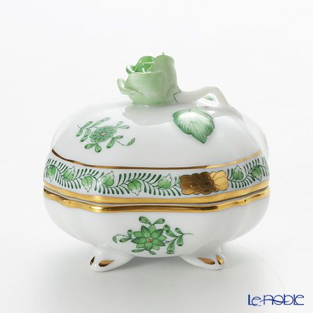 ヘレンド アポニーグリーン 06179-0-09／6179 スクエアボックス（ローズ）