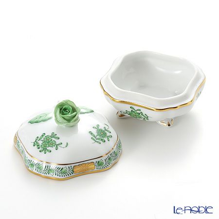 ヘレンド アポニーグリーン 06179-0-09／6179 スクエアボックス（ローズ）