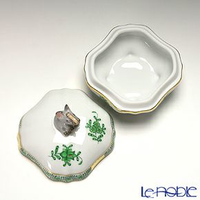 ヘレンド アポニーグリーン 06179-0-70 スクエアボックス（ゾウ） 7.3cm