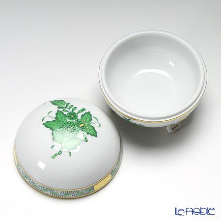 ヘレンド アポニーグリーン 06183-0-00 ラウンドボックス（足付）