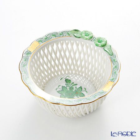 ヘレンド アポニーグリーン 07376-0-00 バスケット（ラウンド）