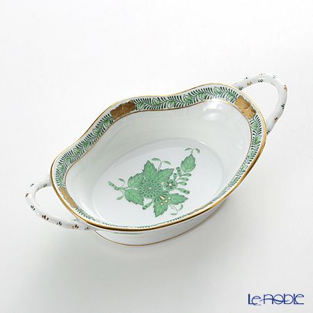 ヘレンド アポニーグリーン 07420-0-00／7420 バスケット（オーバル）