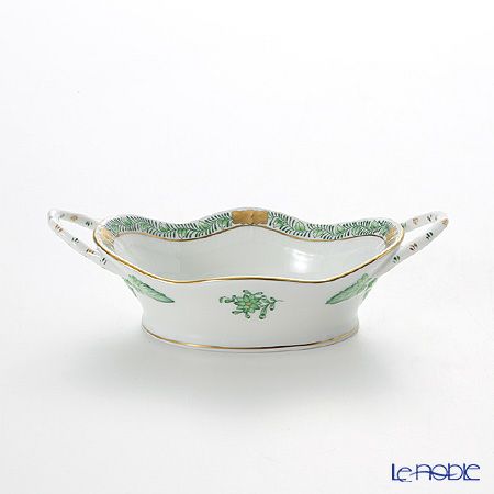 ヘレンド アポニーグリーン 07420-0-00／7420 バスケット（オーバル）