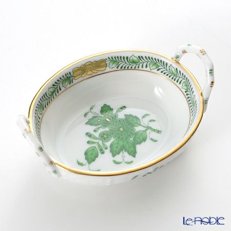 ヘレンド アポニーグリーン 07423-0-00／7423 ハンドル付きリング入れ