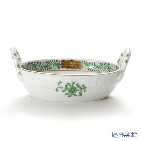 ヘレンド アポニーグリーン 07423-0-00／7423 ハンドル付きリング入れ