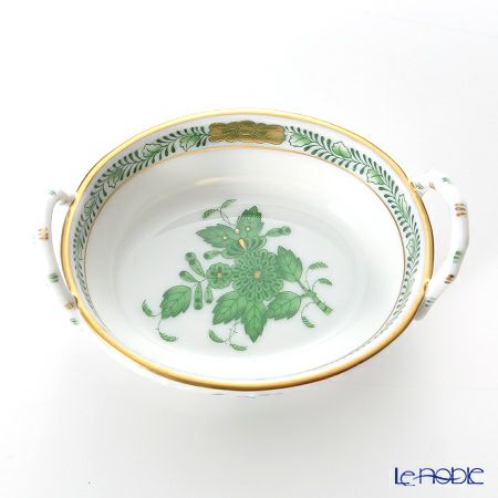 ヘレンド アポニーグリーン 07423-0-00／7423 ハンドル付きリング入れ