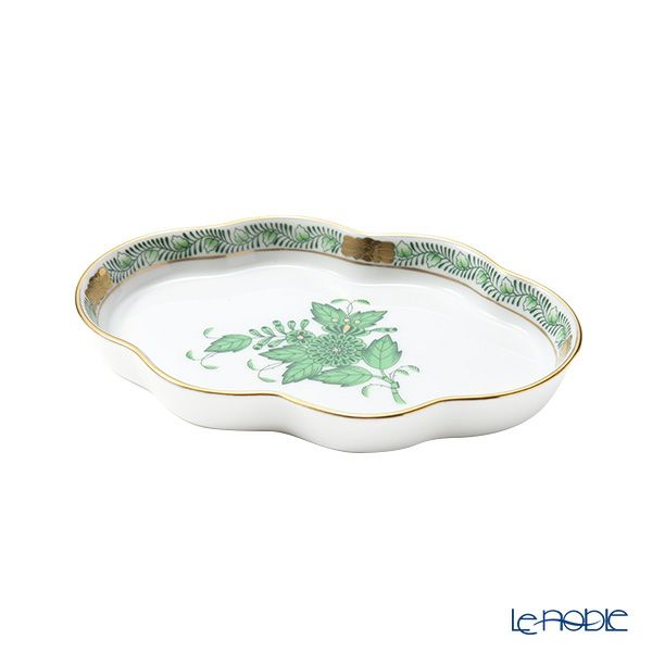 ヘレンド アポニーグリーン 07705-0-00 ウェーブディッシュ 14×9.5cm