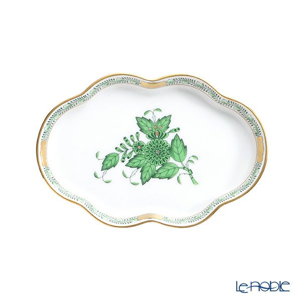 ヘレンド アポニーグリーン 07705-0-00 ウェーブディッシュ 14×9.5cm