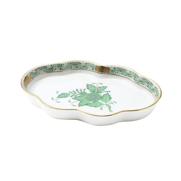 ヘレンド アポニーグリーン 07705-0-00 ウェーブディッシュ 14×9.5cm