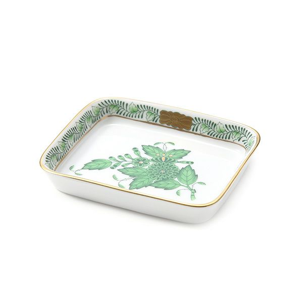 ヘレンド アポニーグリーン 07733-0-00 オブロングトレイ 8.5×7cm
