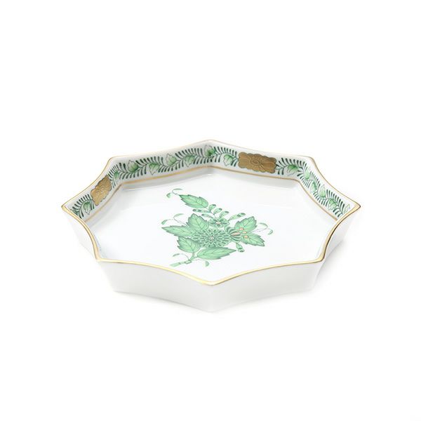 ヘレンド アポニーグリーン 07753-0-00 オクタゴナルトレイ11cm