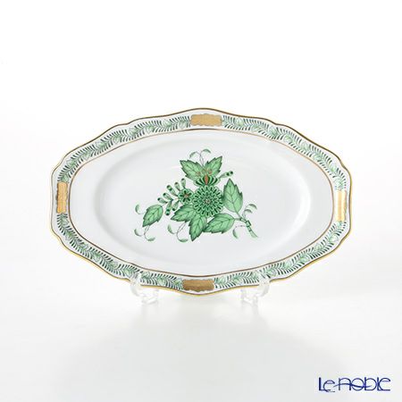 ヘレンド アポニーグリーン 07786-0-00 オーバルディッシュ 15cm