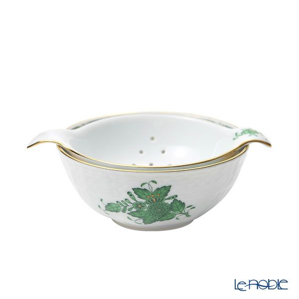 ヘレンド アポニーグリーン AV ティーストレーナー／ボウル 01453／01454