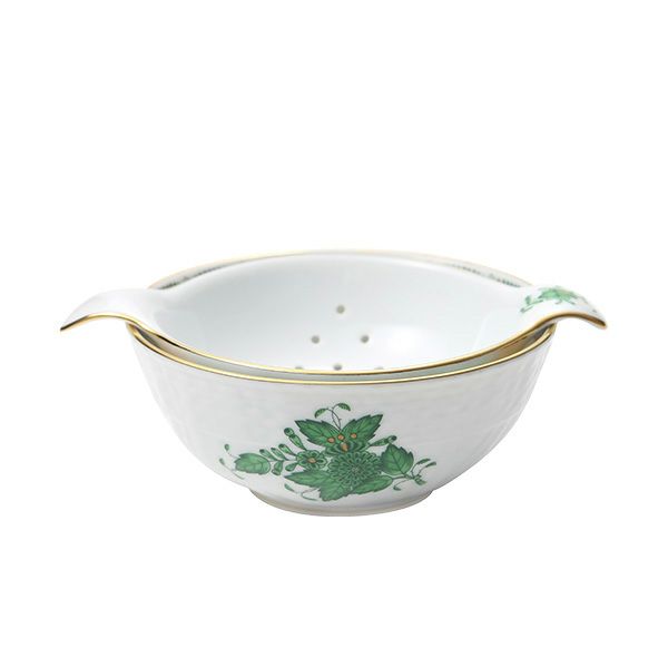 ヘレンド アポニーグリーン AV ティーストレーナー／ボウル 01453／01454