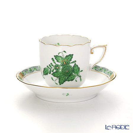 ヘレンド アポニーグリーン 00709-0-00 モカカップ＆ソーサー