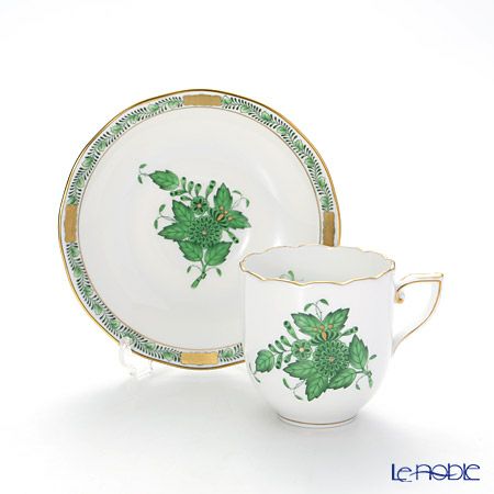 ヘレンド アポニーグリーン 00709-0-00 モカカップ＆ソーサー