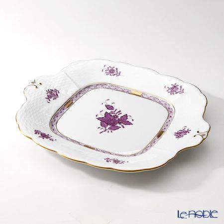 ヘレンド アポニーライラック 00431-0-00 四角ケーキ皿 28×25cm