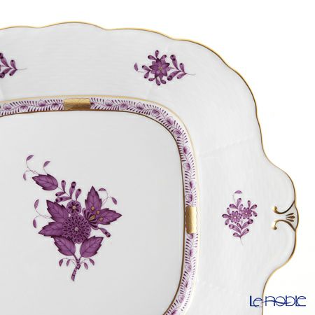 ヘレンド アポニーライラック 00431-0-00 四角ケーキ皿 28×25cm