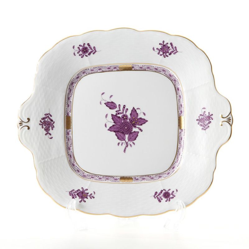 ヘレンド アポニーライラック 00431-0-00 四角ケーキ皿 28×25cm