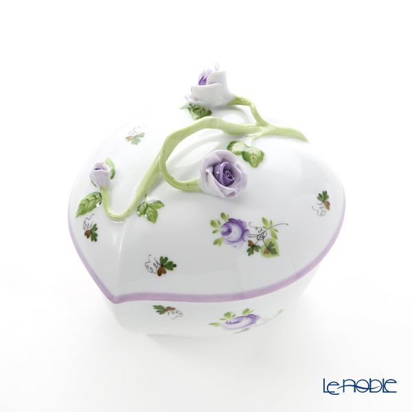 ヘレンド ウィーンのバラ ライラック 06001-0-02 ハートボックス（コエダ）