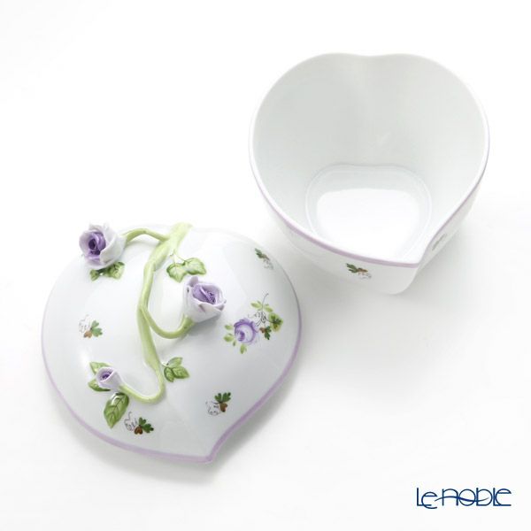 ヘレンド ウィーンのバラ ライラック 06001-0-02 ハートボックス（コエダ）