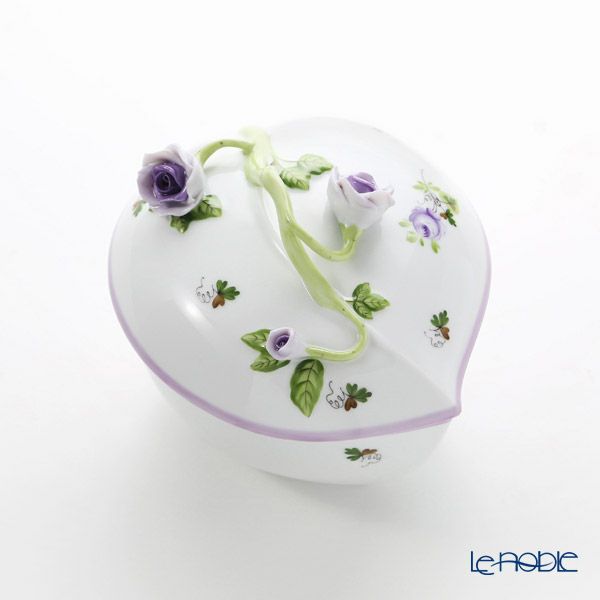 ヘレンド ウィーンのバラ ライラック 06001-0-02 ハートボックス（コエダ）