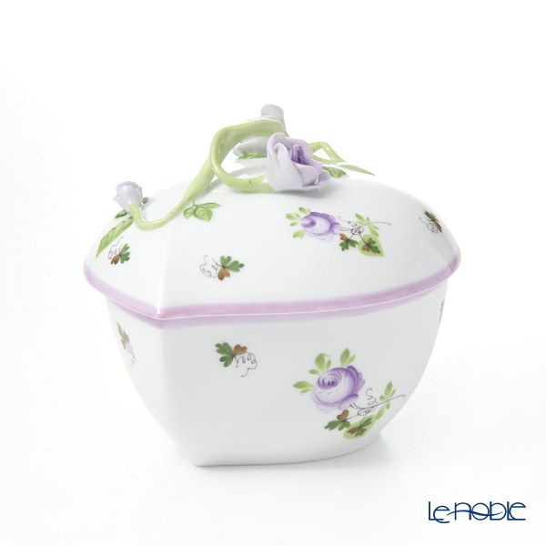 ヘレンド ウィーンのバラ ライラック 06001-0-02 ハートボックス（コエダ）