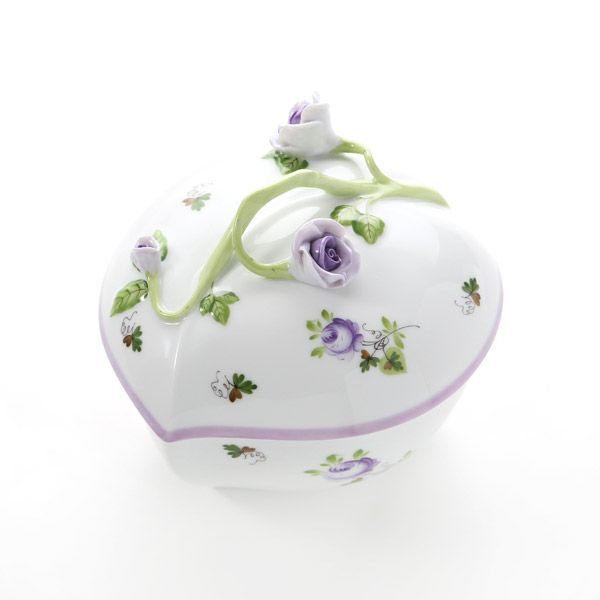 ヘレンド ウィーンのバラ ライラック 06001-0-02 ハートボックス（コエダ）