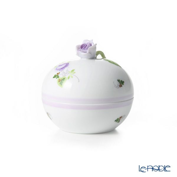 ヘレンド ウィーンのバラ ライラック 06033-0-09 ラウンドボックス（ローズ）
