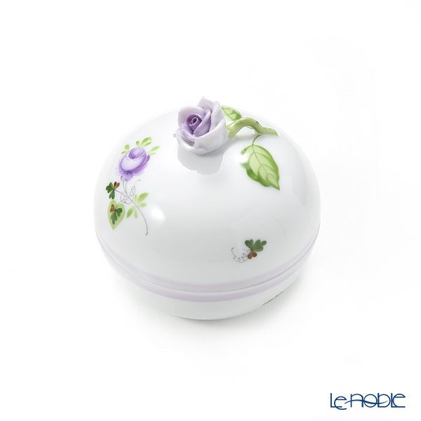 ヘレンド ウィーンのバラ ライラック 06033-0-09 ラウンドボックス（ローズ）