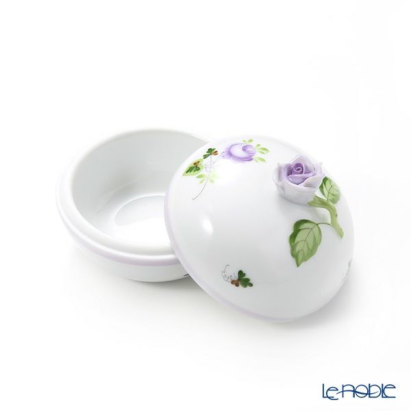 ヘレンド ウィーンのバラ ライラック 06033-0-09 ラウンドボックス（ローズ）