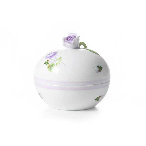 ヘレンド ウィーンのバラ ライラック 06033-0-09 ラウンドボックス（ローズ）