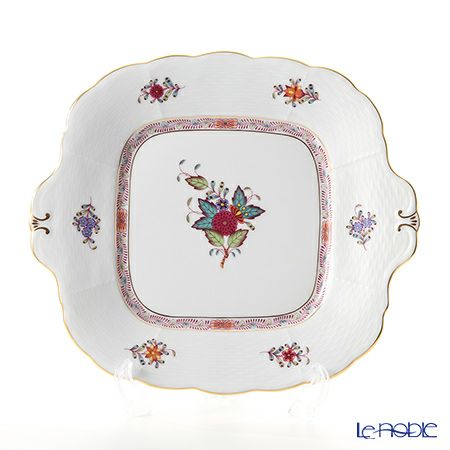 ヘレンド アポニーフラワー 00431-0-00 四角ケーキ皿 28×25cm