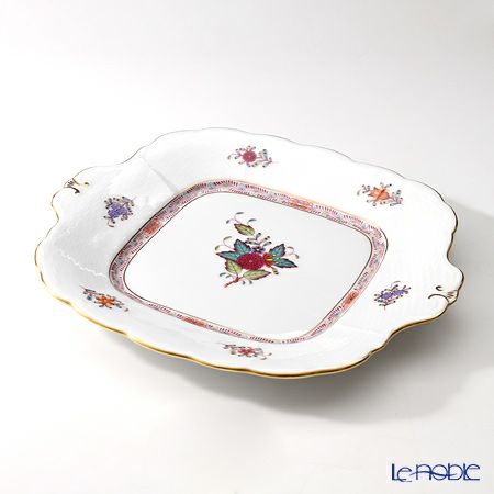 ヘレンド アポニーフラワー 00431-0-00 四角ケーキ皿 28×25cm