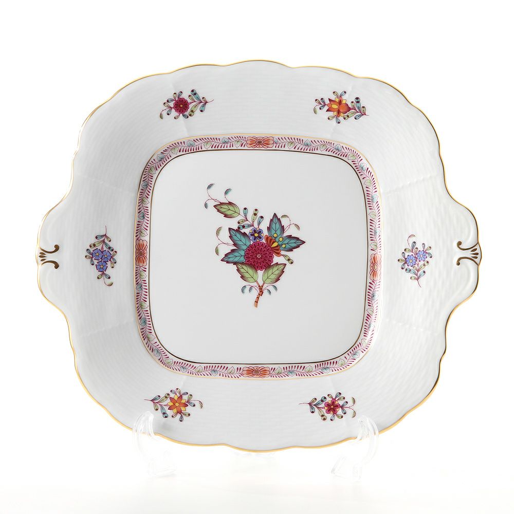 ヘレンド アポニーフラワー 00431-0-00 四角ケーキ皿 28×25cm