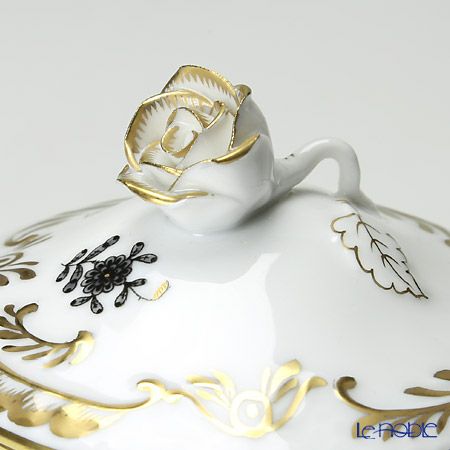 ヘレンド アポニーブラック 006040-0-09 ラウンドボックス（ローズ）