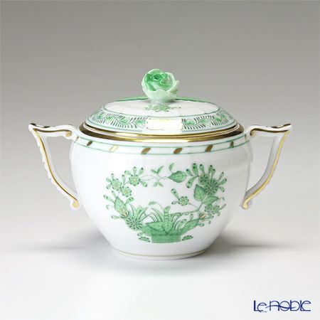 ヘレンド インドの華グリーン 00472-0-09 シュガーポット ローズ 200ml