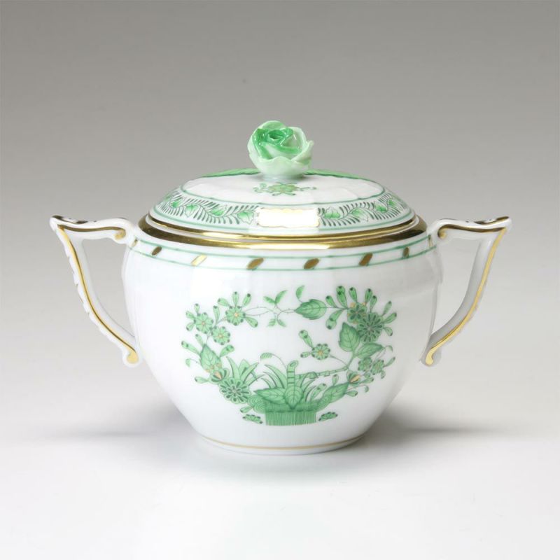 ヘレンド インドの華グリーン 00472-0-09 シュガーポット ローズ 200ml