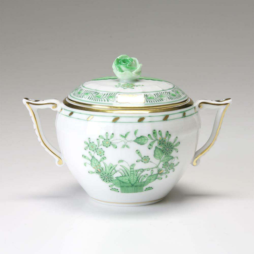 ヘレンド インドの華グリーン 00472-0-09 シュガーポット ローズ 200ml