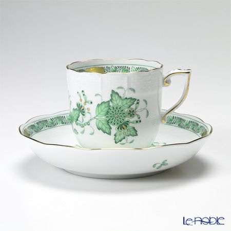 ヘレンド インドの華グリーン 00707-0-00／707 モカカップ＆ソーサー 150ml