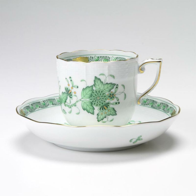 ヘレンド インドの華グリーン 00707-0-00／707 モカカップ＆ソーサー 150ml