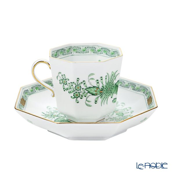 ヘレンド インドの華グリーン FV オクタゴナルカップ＆ソーサー 04304-0-00